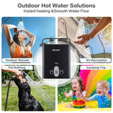 Propane Water Heater, 1.32 GPM 5L Portable Tankless Water Heater with Overheating Protection, Upgrade Screw-free Back Shell, Instant Hot Water for RV Camping, Outdoor Shower (BLACK)