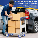 Foldable Push Cart Dolly | 330 lbs. Capacity | Heavy Duty Moving Platform Hand Truck with Swivel Wheels