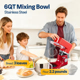 VIVOHOME Stand Mixer with Fermentation, One-Touch Presets Electric Dough Mixer with 6 Qt Bowl, Kitchen Standing Mixer for Baking, Red