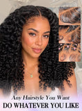 Juvid Burmese Curly Wig Human Hair 250% Density Glueless Drawstring 32 Inch