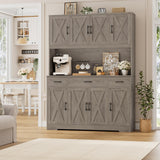 HOSTACK 71" Tall Kitchen Pantry Storage Cabinet, 55" W Kitchen Hutch, Grey