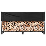 VIVOHOME Upgraded Heavy Duty 8 ft 1/2 Cord Firewood Rack Outdoor with Cover Combo Set, Thick Steel Log Holder Up to 3300 lb, Fire Wood Pile Storage Stand Organizer Black