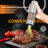 2Pack Electric Salt and Pepper Grinder Set USB Rechargeable with Warm LED Light, Adjustable Coarseness Lidaop Large Capacity Automatic Salt Pepper Mill Shakers for Kitchen, Sliver Set