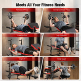 6-in-1 Foldable Weight Bench Set, 1695LBS Adjustable Workout Bench/Barbell Rack/Curl Pad, Bench Press, Leg Extension and Curl machine