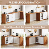 Tribesigns L Shaped Computer Desk with Drawers, Modern Corner Home Office Desk with Reversible Storage Cabinet, Long Study Writing Desk Workstation for Home Office, Rustic Brown