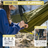 Sunyear Camping Hammock Tent - Portable Hammocks with Mosquito Net (Single/Double, 500lbs Capacity) - Spacious & Anti-Rollover Design with 2 Tree Straps for Hiking, Backpacking, Indoor/Outdoor Use