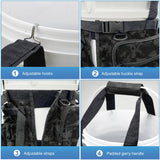 WTVIDAS Fishing Bucket Organizer with Top Cover, Ice Fishing Tackle Bag with Rod & Plier Holder, Multi-Pockets for 5 Gallon Bucket Fish Gear & Accessories