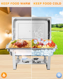 4-Pack 8QT Stainless Steel Chafing Dish Buffet Set - Rectangular Food Warmer and Server with Water Pan & Fuel Holder - Portable Chafer for Catering, Parties, Weddings - 4-Piece Set 1/1 Plate