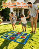 Carnival Games Set, Outdoor Giant Tic Tac Toe Games, Soft Plastic Cones Bean Bags Ring Toss Game Combo Set, 26" Dart Board with Sticky Balls for Kids Adults Family Indoor Lawn Yard Birthday Party