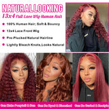 Reddish Brown 13x4 Deep Wave Lace Front Wigs 26 Inch+Ginger Orange 13x4 Deep Wave Lace Front Wigs 30 Inch