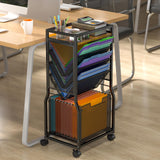 8 Tier Rolling File Cart with Hanging File Folder Organizer, Mobile File Organizer with 2 Sides Access Bookcase, Beside/Under Desk File Organizer Cart with Wheels for Office Home School Organization DAOUTIME