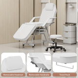 LOUVIXA Tattoo Chair, Adjustable Facial Chair 73 Inch Salon Bed with Hydraulic Stool for Professional Massage Beauty Spa (White)
