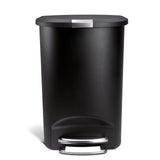 50 Liter / 13 Gallon Semi-Round Kitchen Step Trash Can with Secure Slide Lock, Black Plastic simplehuman