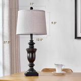 SAIWEYA 27.5" Vintage Farmhouse Table Lamps Set of 2 Bedside Lamp, 3 Way Dimmable Bedroom Lamps with 2 USB Ports +AC Outlet Nightstand Lamp Rustic Lamp