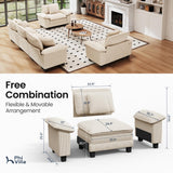 PHI VILLA 3-Piece Modular Sofa Set, 3-Seat Sectional Couch and 2 Armchairs
