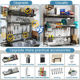 LIVOD Over The Sink Dish Drying Rack,3 Tier Adjustable Length Full Stainless Steel Large Storage Kitchen Dish Rack,for Kitchen Counter Expandable Multifunctional Organizers,Silver (25.5'' to 37.6'')