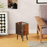 Office Garbage Can, Iron and Wood Office Trash Can with Legs, 4.5 Gallon Rectangular Design Wastebasket with Handle, Industrial Style Trash Can for Bathroom, Laundry Room, Kitchen, Office, Dorm