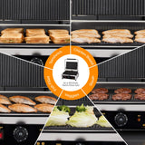 ROVSUN 811E Commercial Panini Press Grill, 2200W Stainless Steel Electric Countertop Sandwich Maker with Adjustable Temp 122°F–572°F, For Steak, Burgers, Home & Restaurant Use, 110V, Silver