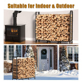 Gtongoko 4ft Heavy Duty Metal Firewood Rack Outdoor Indoor Fire Wood Holder Rack for Fireplace, Log Racks for Firewood Outdoor, Wood Pile Storage Organizer, Black