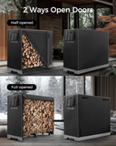 Mars Explo 4ft Firewood Log Rack with Cover Outdoor, Heavy Duty Indoor Outdoor Firewood Storage Log Rack with Cover Combo Set Black