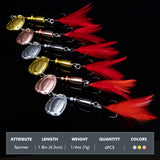 TRUSCEND Well-Made Rooster Tail Fishing Lures with Flash Copper Body and Blade, Dual-Blade System Fishing Spinners, Freshwater Crappie Jigs, 1/4oz Long Cast Jig Spinners for Bass Trout Crappie Walleye