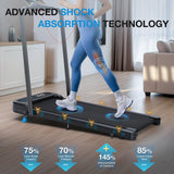 WELLFIT Folding Treadmill with Incline,320+ lbs Capacity Portable Treadmills with Handlebar, Under Desk Treadmill for Home Office,Low Noise Walking Pad