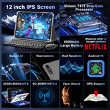 12 Inch Tablet, Android 16 Tablet with Keyboard Bundle, 24GB+256GB+2TB Expand