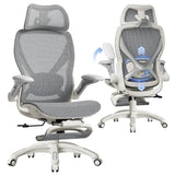 ELABEST X100 Ergonomic Mesh Office Chair with Footrest, Big and Tall Home Desk Chair with 5D Flip-Up Arms, Adjustable 3D Lumbar Support, Gaming & Executive Computer Chair (First Light)