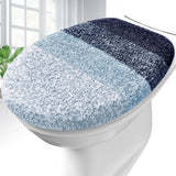 OLANLY Soft Microfiber Bathroom Toilet Lid Cover, Machine Washable Covers, 17.5x15, Stays in Place Rubber Backing, Fits Most Round, Elongated and Oblong Lids, Accessories Decor, Airy Blue