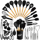 50 PCS Silicone Kitchen Utensils Set Complete Kitchen Set - 800°F Heat Resistant Non-Stick Premium Cooking Utensils, Silicone Spatula Set