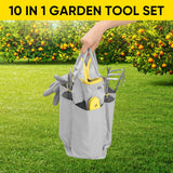Garden Tool Sets, 10 Piece Heavy Duty Gardening Tool Set, Stainless Steel Gardening Hand Tools with Garden Tool Bag
