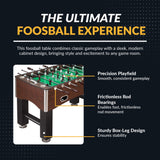 Hathaway Primo 56-In Foosball Table for Family Game Room - With Counterbalanced Players, E-Z Spin Bearings, Analog Scoring Units, Easy-Grip Handles & Adjustable Leg Levelers - Wood Grain Finish