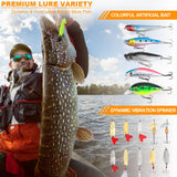 TCMBY 327PCS Fishing Tackle Lures Bait Kit Set Fishing Tackle Box with Tackle Included Fishing Gear, Fishing Lures, Worm, Spinner, Spoon, Hook for Freshwater Bass Trout Fishing Gifts for Men TCMBY