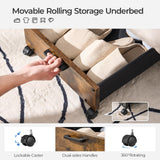 Under Bed Storage with Wheels, Bigger Size, Wooden Under Bed Storage Containers, Under Bed Shoe Organizer FOUCSSOMEI