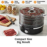 Elite Gourmet EFD319 Food Dehydrator, 5 BPA-Free 11.4" Trays Adjustable Temperature Controls, Jerky, Herbs, Fruit, Veggies, Dried Snacks, Black