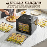Elite Gourmet Food Dehydrator, Stainless Steel Trays Food Dehydrator, Adjustable Temperature Controls, Jerky Herbs Fruit Veggies Snacks