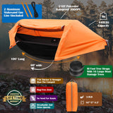 Patent Camping Hammock with Mosquito Net and Rainfly Cover, orange/grey