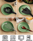 KITCHENLESTAR Ceramic Spoon Rest for Stove Top, 6.1 x 5 Inch Large Spoon Holder for Cooking Utensils, Spatula & Coffee Spoons, Farmhouse Kitchen Décor(Green 1pc)