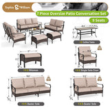 Sophia & William Metal Patio Furniture Set, 9 Seats Outdoor Conversation