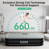 Sebor Air Mattress Twin with Built-in Pump 18", Comfortable Self-Inflating Air Mattress with High-Speed Pump, Durable Blow Up Mattress Twin with Storage Bag for Guests, Camping, Travel