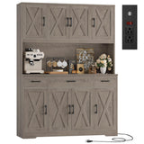 HOSTACK 71" Tall Kitchen Pantry Storage Cabinet, 55" W Kitchen Hutch, Grey