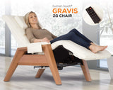 Human Touch Gravis ZG Zero Gravity Leather Massage Chair Recliner with Remote - Beech Wood - Bone Leather