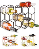 Gusto Nostro Countertop Wine Rack - 14 Bottle Freestanding Modern Black Metal Small - 3 Tier Tabletop Wine Holder Stand for Cabinet, Pantry