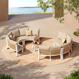 Oasbira Luxury Patio Furniture Set for 10 People, 7-Piece Curved Patio Conversation Sets with Woven Rope & Modular Coffee Table, Half Moon Outdoor Furnitrue Set for Deck, Garden, Gray