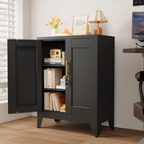 Metal File Cabinet with Lock (Two Units), Steel Storage Cabient with 2 Doors and 2 Adjustable Shelves