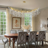 kvtinmty Modern Crystal Gold Chandelier,72" Large Rectangular Chandeliers for Dining Room, Tree Branch Crystal Lving Room Chandelier,Dining Room Over Table Chandeliers,Fixture Height-Adjustable