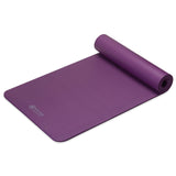 Gaiam Essentials Thick Yoga Mat Fitness & Exercise Mat with Easy-Cinch Carrier Strap, Purple, 72"L X 24"W X 2/5 Inch Thick, 10mm Gaiam