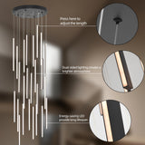 BESTWEST 118" Modern LED Chandelier, 25-Lights Dimmable High Ceiling Large Hanging Lighting Fixture for Loft Villa Living Room Stairs Foyer (Black, 25-Lights 15.7in)
