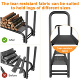 Mr IRONSTONE 8FT Firewood Rack Outdoor with Fabric Mesh for Storing Logs of Various Size, Heavy Duty Fire Wood Racks Holds Up to 4000LBS, Fireplace Log Holder Wood Pile Storage Stacker Organizer