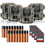 WOSODA Mini Trail Camera 4 Pack 24MP 1080P HD, Game Camera with SD Card, Waterproof Tiny Hunting Camera Night Vision Motion Activated with Fast Trigger Time for Outdoor Wildlife Monitoring WOSODA